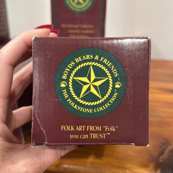 Vtg Boyds Bears The Folkstone Collection Folk Art Santa Figurines Set of 4 - Picture 11 of 11